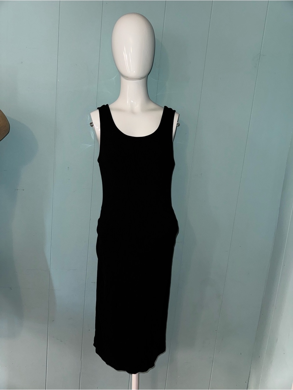 Sleeveless Black Maternity Midi Dress